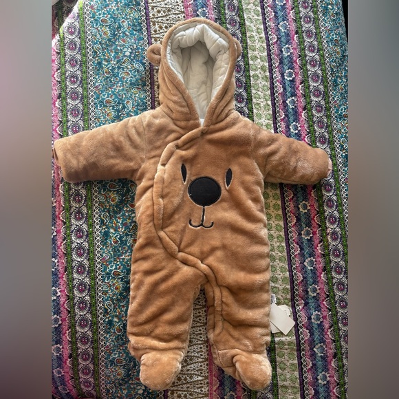 Cartoon Bear Snowsuit Infant Jumpsuit Footed Coveralls 12 months NWT Unisex - Picture 7 of 8